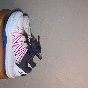 These shoes are from AVIA. They are a size 8 and are mostly gray and blue!